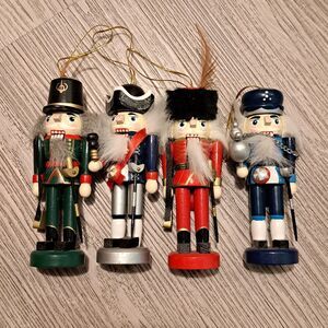 Vintage Rite Aid Set Of 4 Woden Christmas Ornaments Nutcrackers 5 Inch